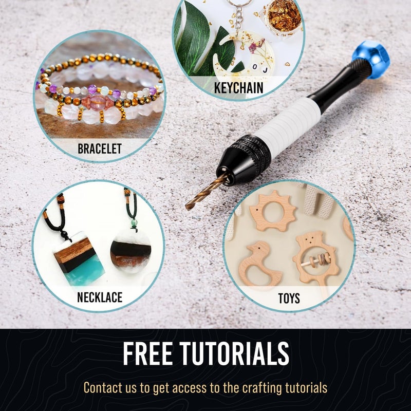 Craft911 Manual Craft Drill Sharp HSS Micro Mini Twist Drill Bits Set, Pin Vise Hand Drill for Jewelry Making; Small Hand Drill for Resin, Rotary Tools for Wood, Jewelry, Plastic, Miniature - Blue - Image 2